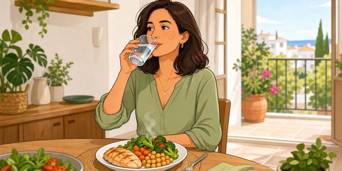 Beber un vaso de agua antes de comer no es solo costumbre: ayuda a saciarse y a comer un poco menos