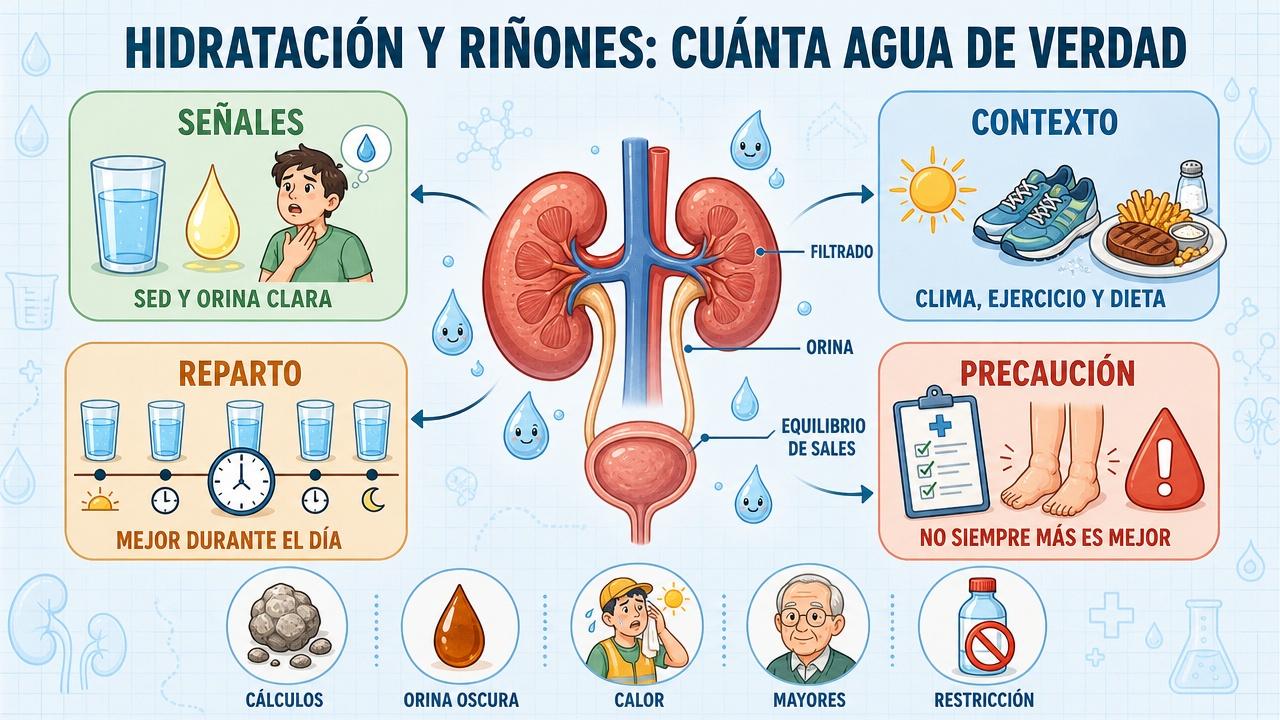 Cuatro claves para ajustar el agua diaria según señales y contexto.
