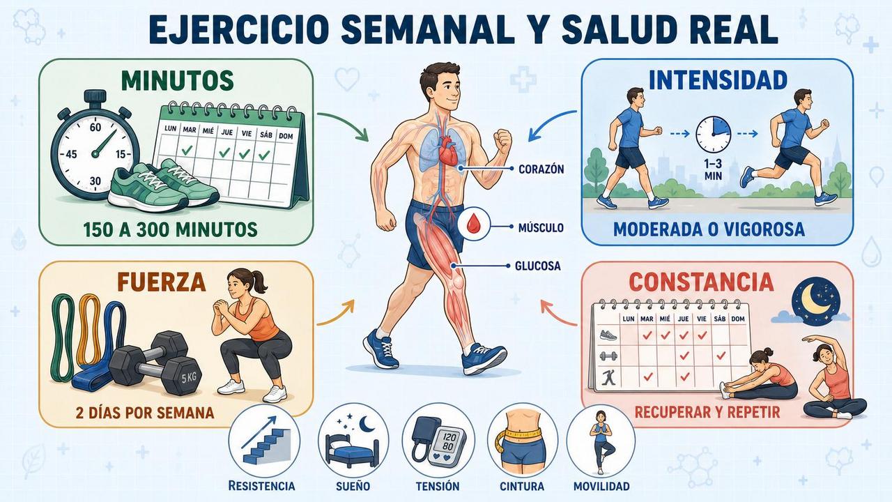 Minutos, intensidad, fuerza y constancia sostienen beneficios reales para la salud.
