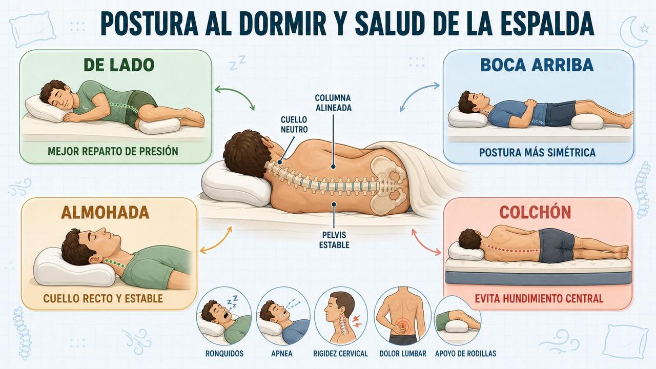 Cuatro ajustes clave para mejorar postura, alineación y descanso nocturno.