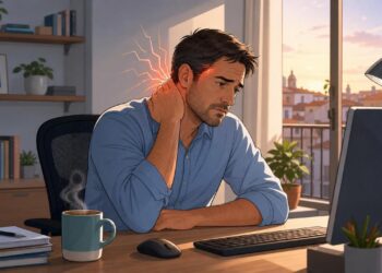 El dolor de cabeza al final del día no siempre es estrés: a veces es por la tensión del cuello y los hombros frente a la pantalla