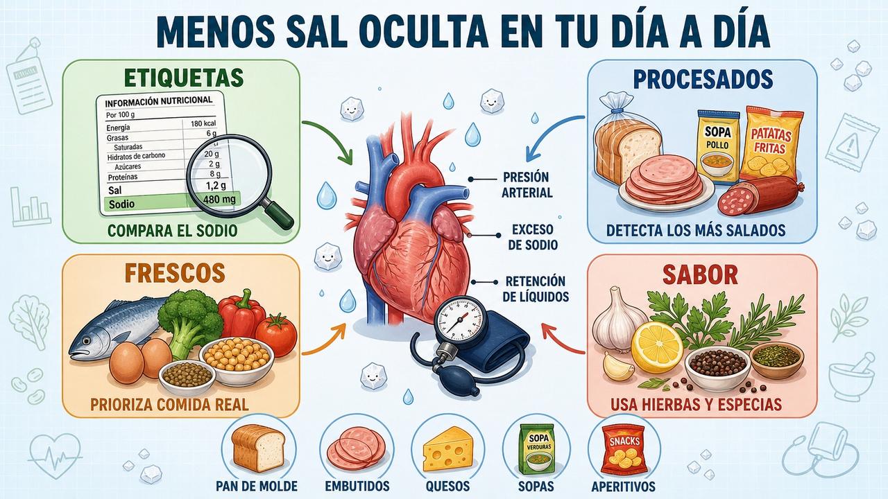 Etiquetas, procesados, frescos y especias: claves para reducir la sal oculta.