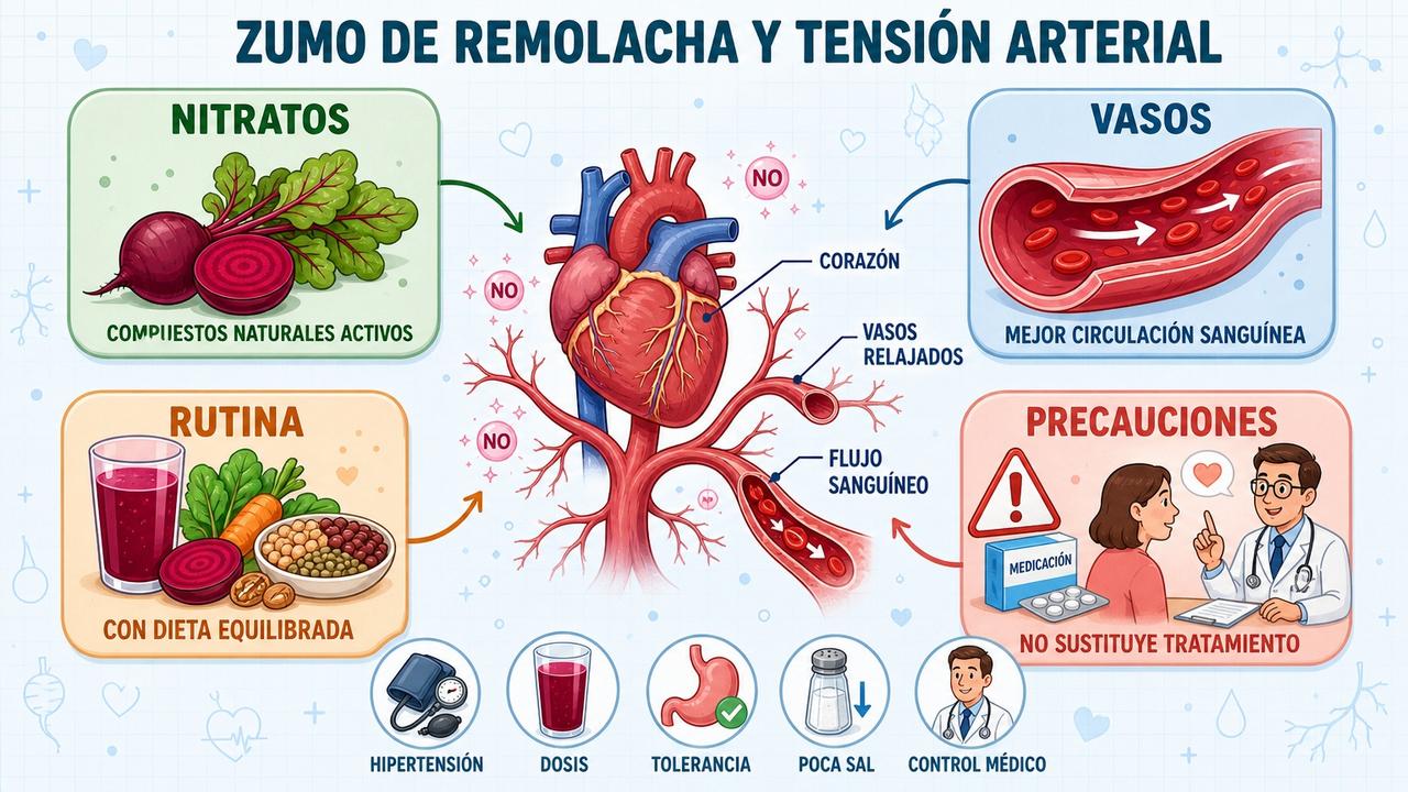 Nitratos, vasos, rutina y precauciones: claves del zumo de remolacha.