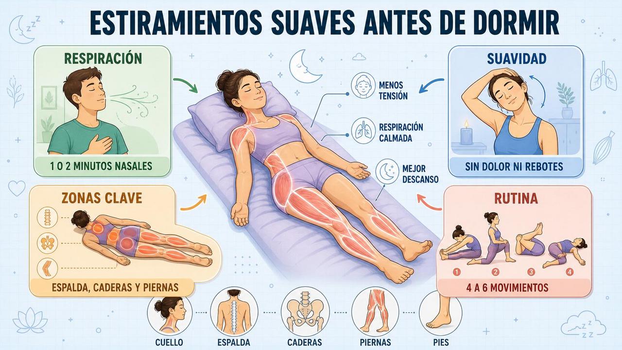 Respiración, suavidad, zonas clave y rutina breve para descansar mejor.