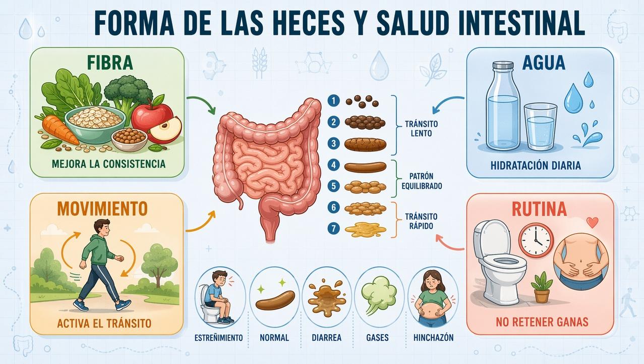 Fibra, agua, movimiento y rutina ayudan a regular la digestión.