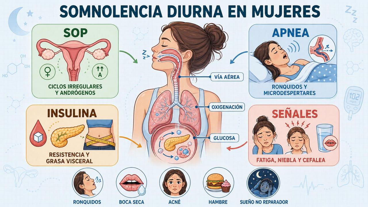 Cuatro claves para entender sueño, SOP, insulina y síntomas asociados.