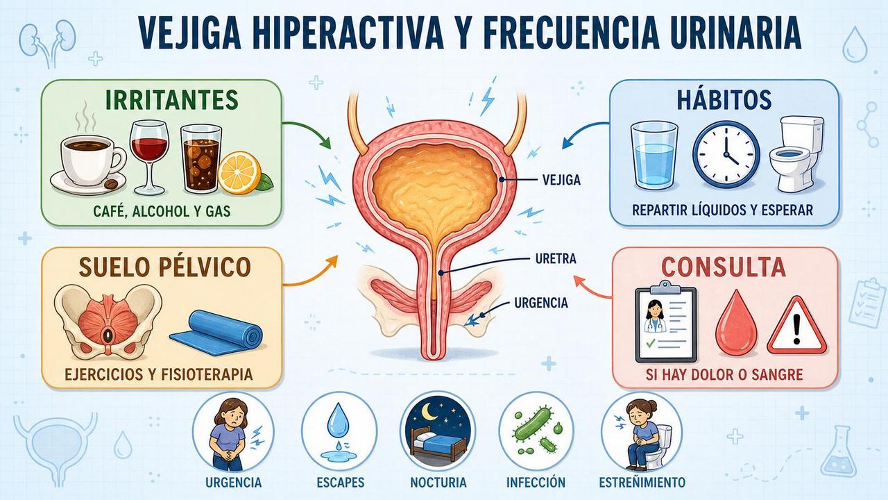 Irritantes, hábitos, suelo pélvico y consulta médica orientan el control urinario.