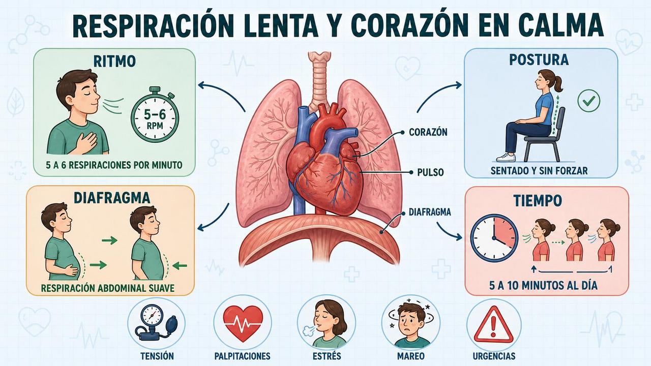 Ritmo, postura, diafragma y tiempo: claves de la respiración lenta.