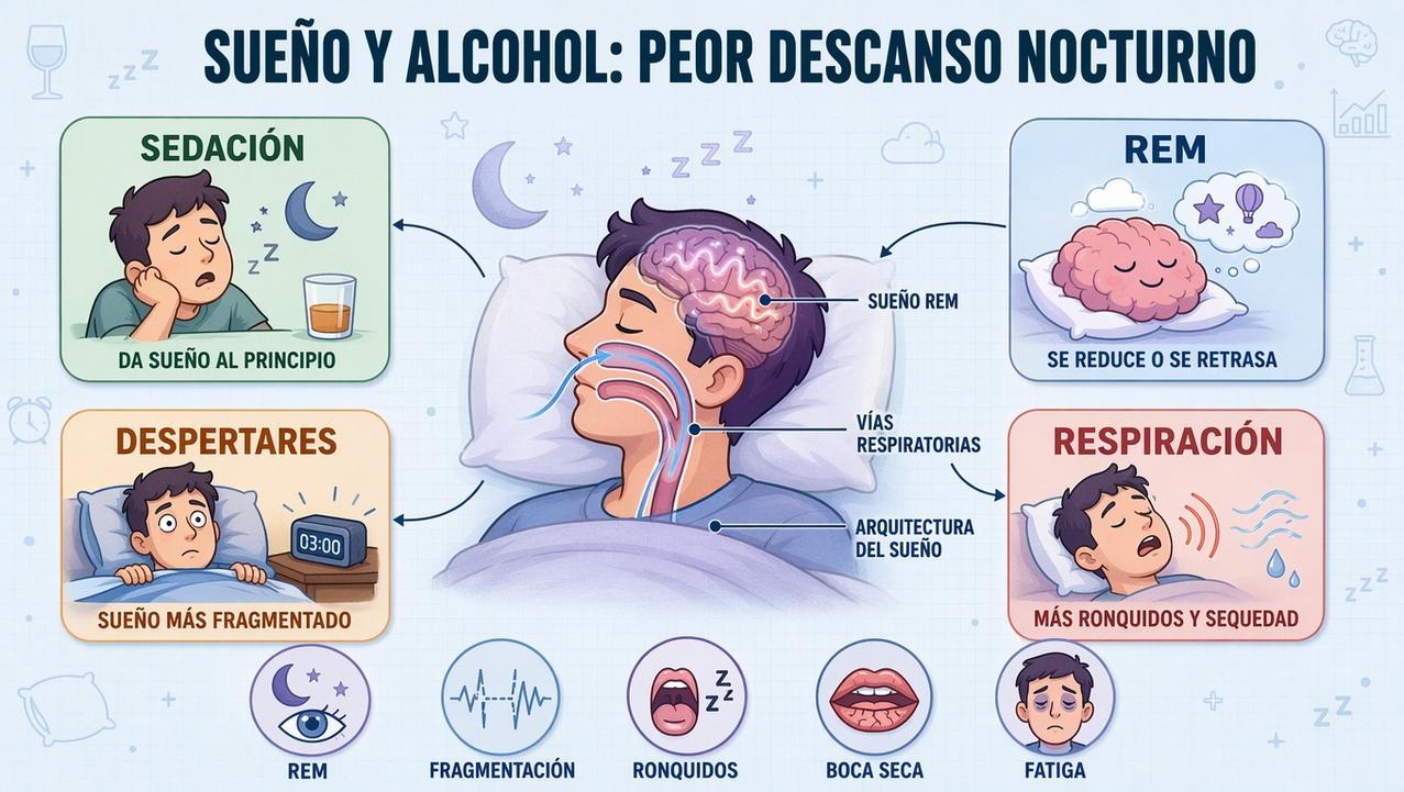 Sedación, sueño REM, despertares y respiración explican el peor descanso.