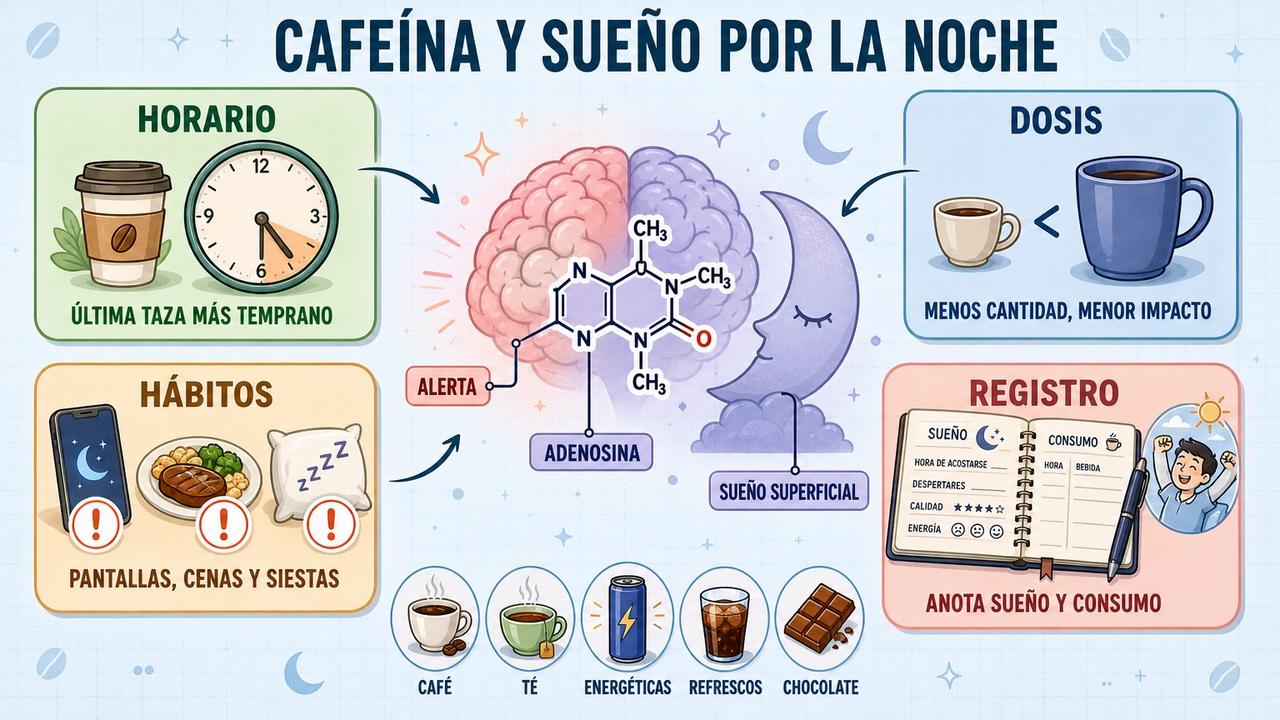 Horario, dosis, hábitos y registro: claves para detectar cafeína nocturna.