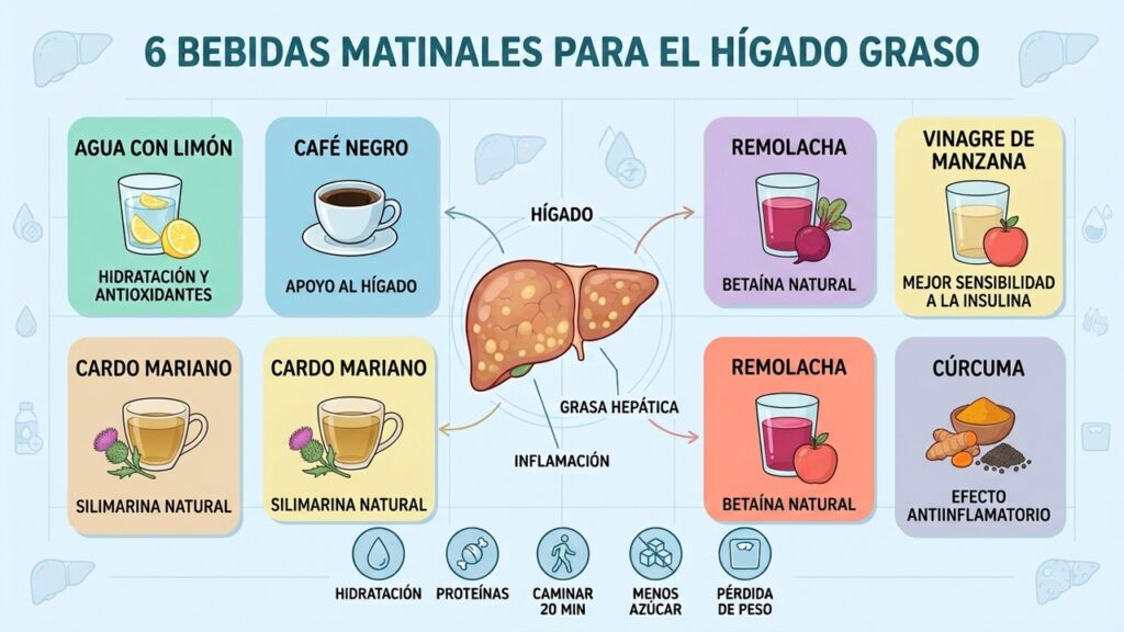 Las mejores bebidas en ayunas para cuidar el hígado graso