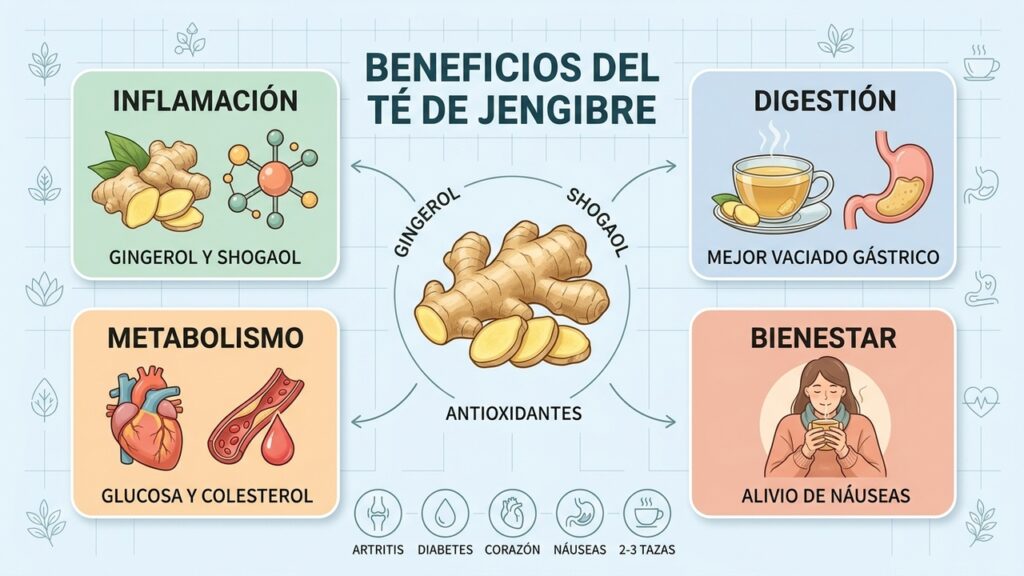 El té de jengibre puede ayudar a combatir la inflamación de forma natural