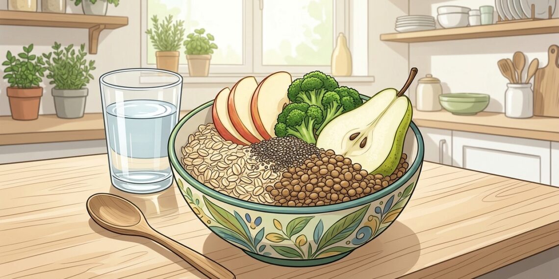 ¿Cuál es la cantidad de fibra que debe consumirse diariamente para mantener un tránsito intestinal saludable?