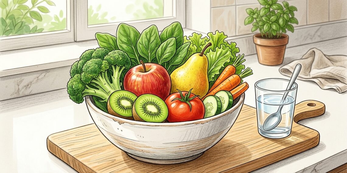 ¿Cuál es la cantidad de frutas y verduras que debe consumirse diariamente para mantener una digestión saludable?