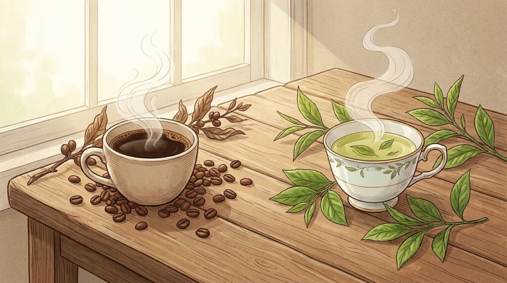 La diferencia entre el té verde y el café