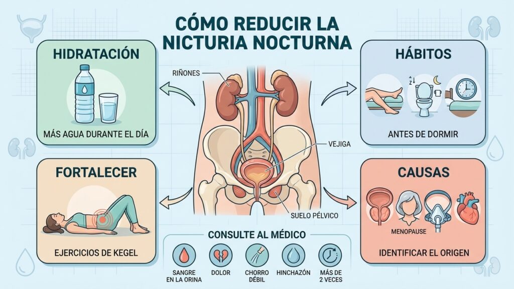 Hábitos saludables y tratamiento de la causa ayudan a reducir las micciones nocturnas.