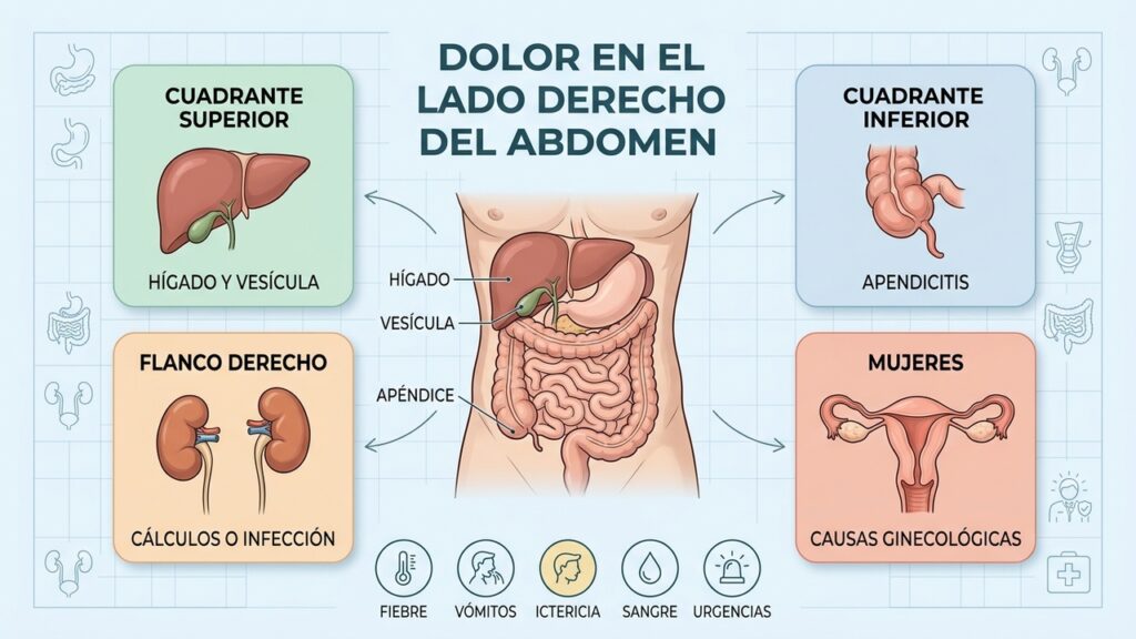 El dolor en el lado derecho del abdomen puede revelar estas enfermedades