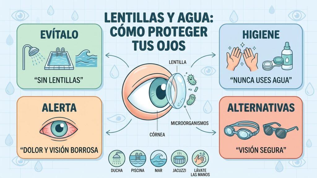 Usar lentillas en el agua puede poner en riesgo tu visión
