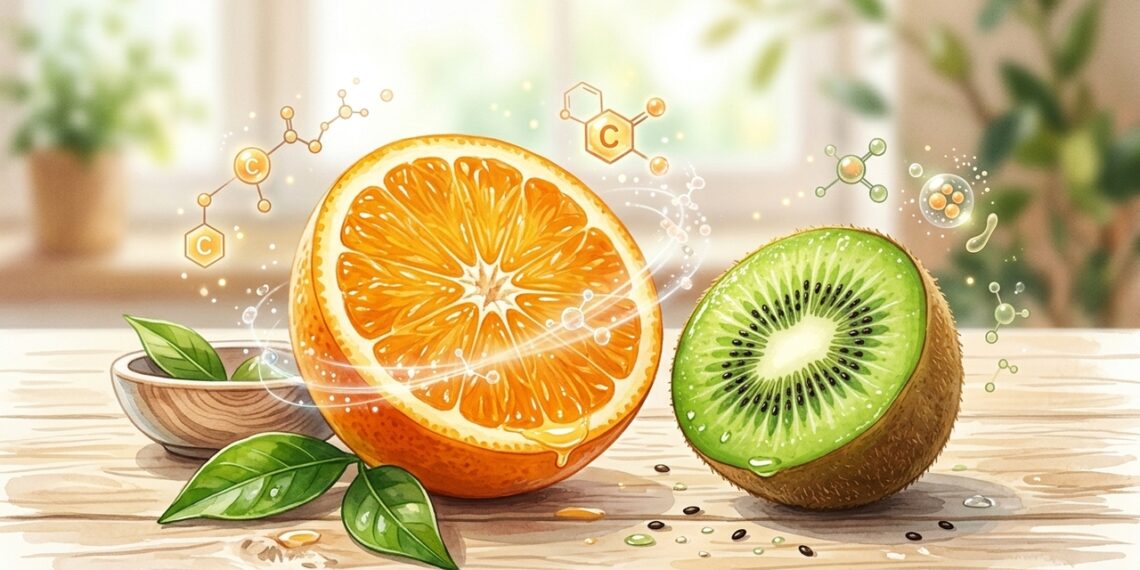La naranja y el kiwi son alimentos ricos en vitamina C, un antioxidante que ayuda a proteger las células del daño oxidativo