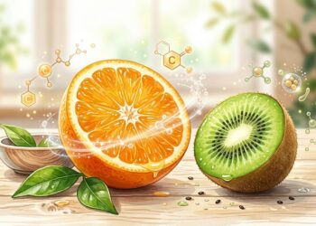La naranja y el kiwi son alimentos ricos en vitamina C, un antioxidante que ayuda a proteger las células del daño oxidativo