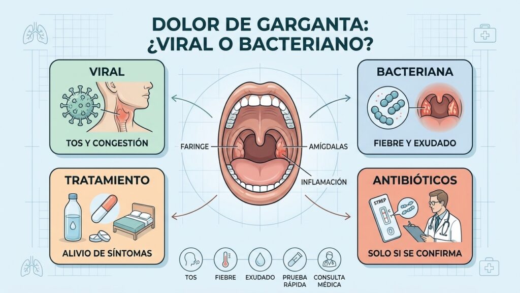 Dolor de garganta cómo saber si es un virus o una bacteria