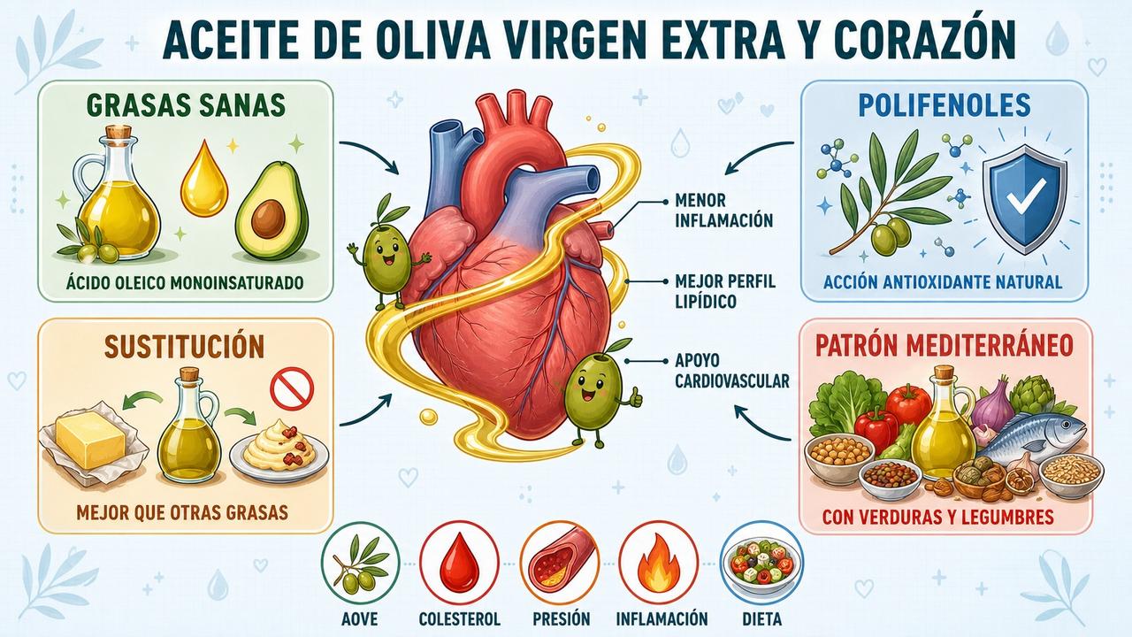 Cuatro claves del AOVE para apoyar la salud cardiovascular diaria.