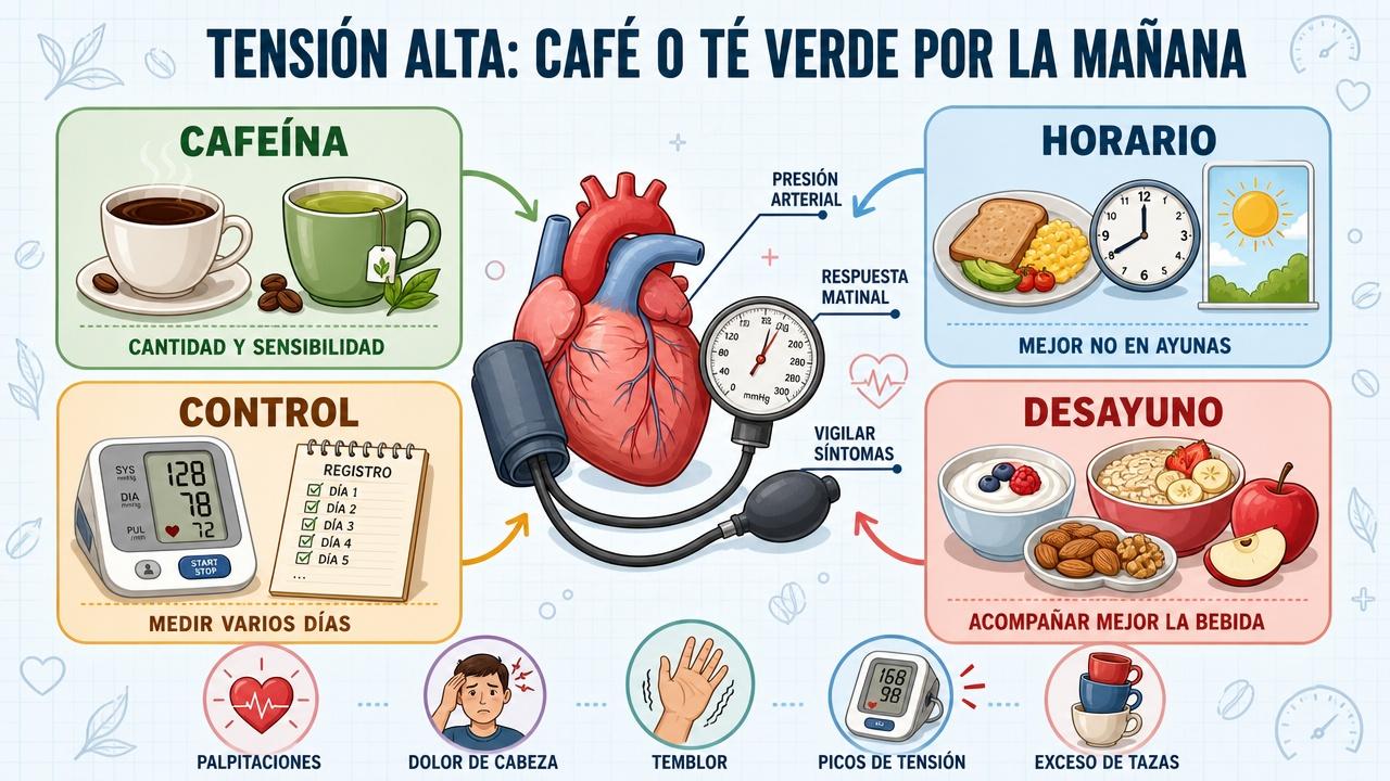 Cafeína, horario, control y desayuno marcan la mejor elección matinal.