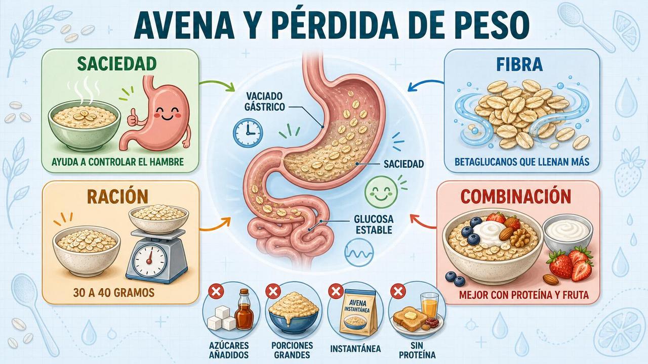 Fibra, ración, combinación y saciedad: claves para usar bien la avena.