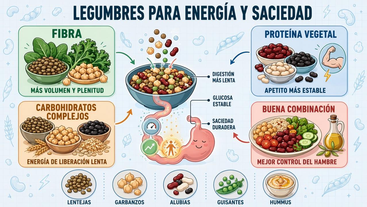 Fibra, proteína y buena combinación explican el efecto saciante de las legumbres.