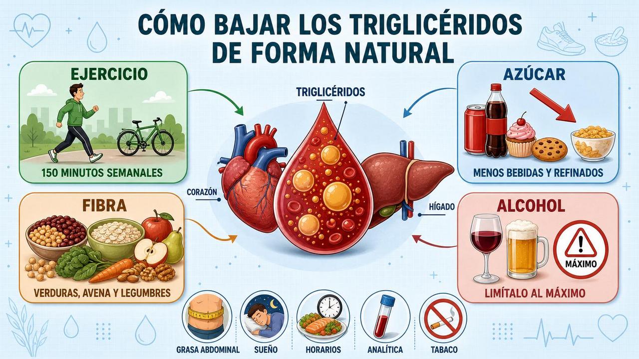 Cuatro pilares clave para reducir triglicéridos y proteger corazón e hígado.