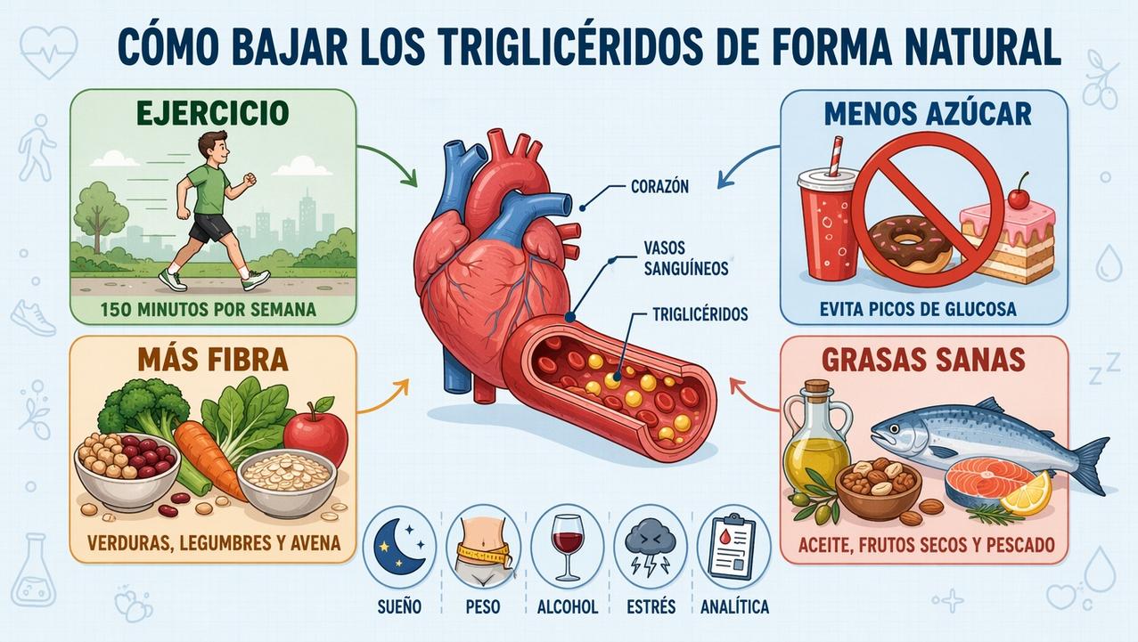 Ejercicio, menos azúcar, más fibra y grasas sanas protegen el corazón.