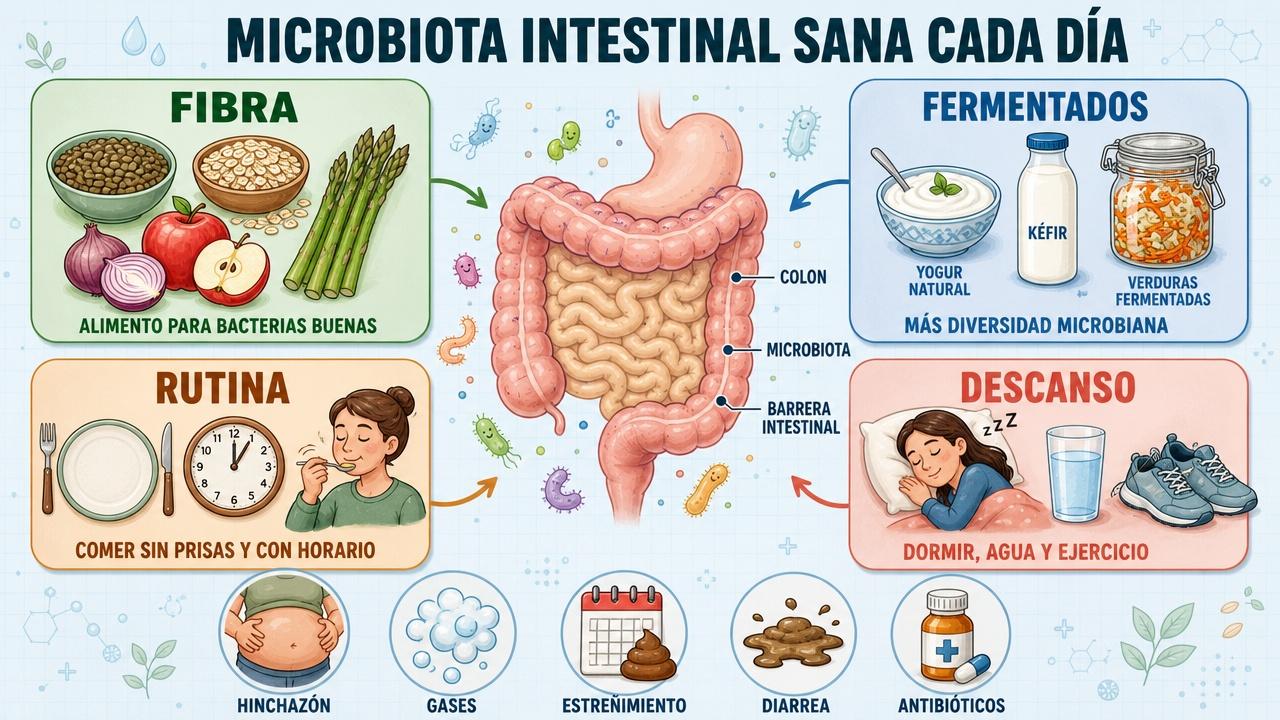 Cuatro pilares para equilibrar la flora intestinal y mejorar la digestión.