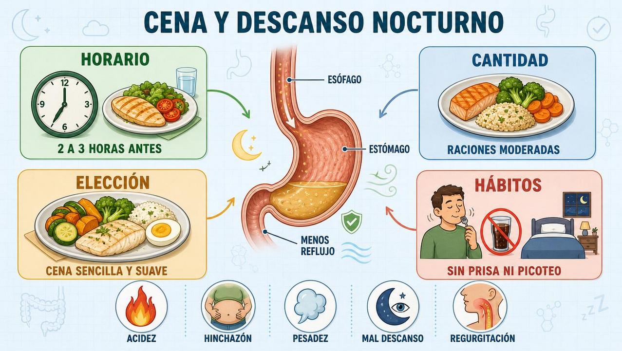 Horario, cantidad, elección e hábitos clave para cenar mejor por la noche.