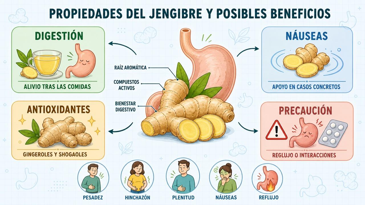 Digestión, náuseas, antioxidantes y precauciones: cuatro claves del jengibre.