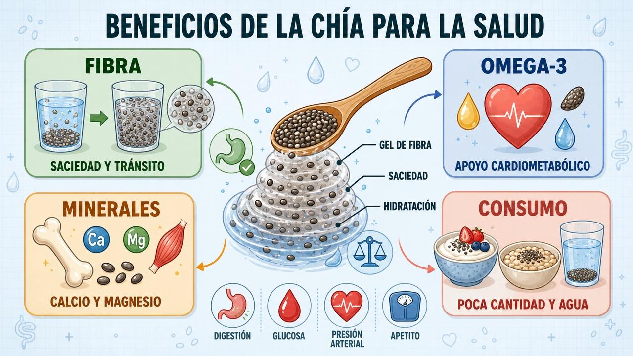 Fibra, omega-3, minerales y consumo adecuado: los pilares clave de la chía.