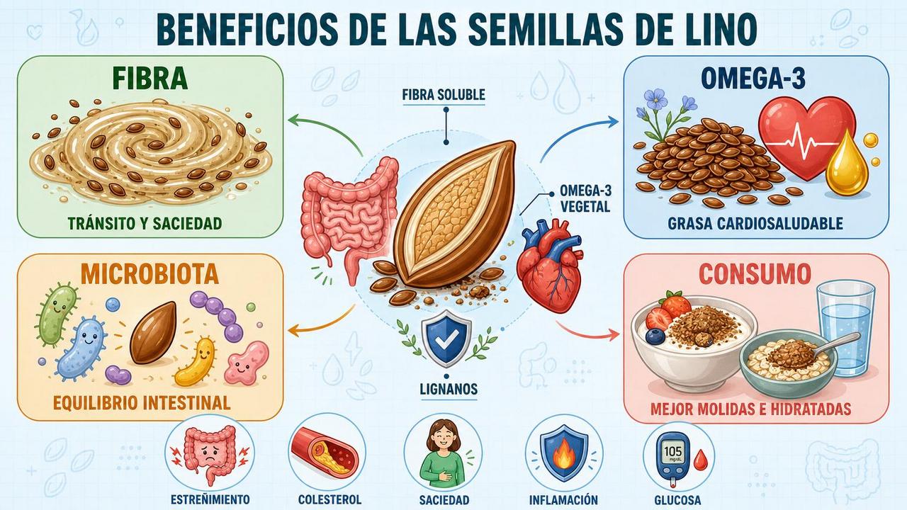 Fibra, omega-3, microbiota y consumo adecuado explican sus principales beneficios.