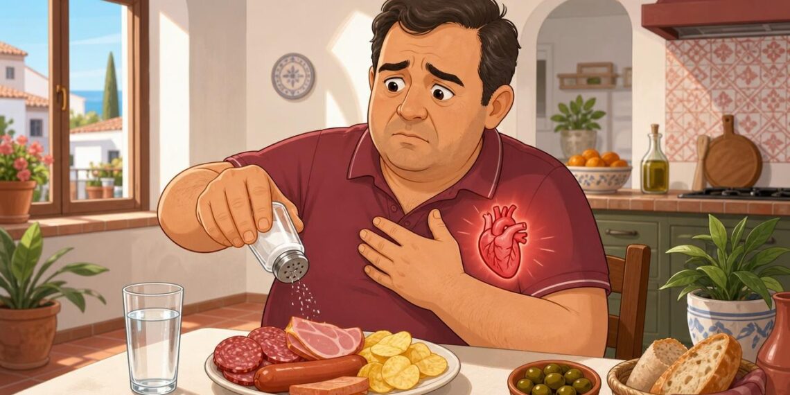 Cuando abusas de la sal a diario, el cuerpo retiene más líquido y la tensión tiende a subir, lo que sobrecarga el corazón