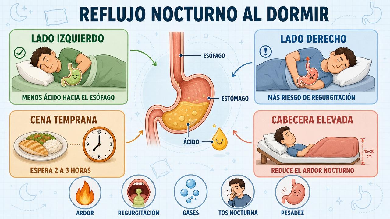 Postura, cena temprana y cabecera elevada: claves frente al reflujo nocturno.