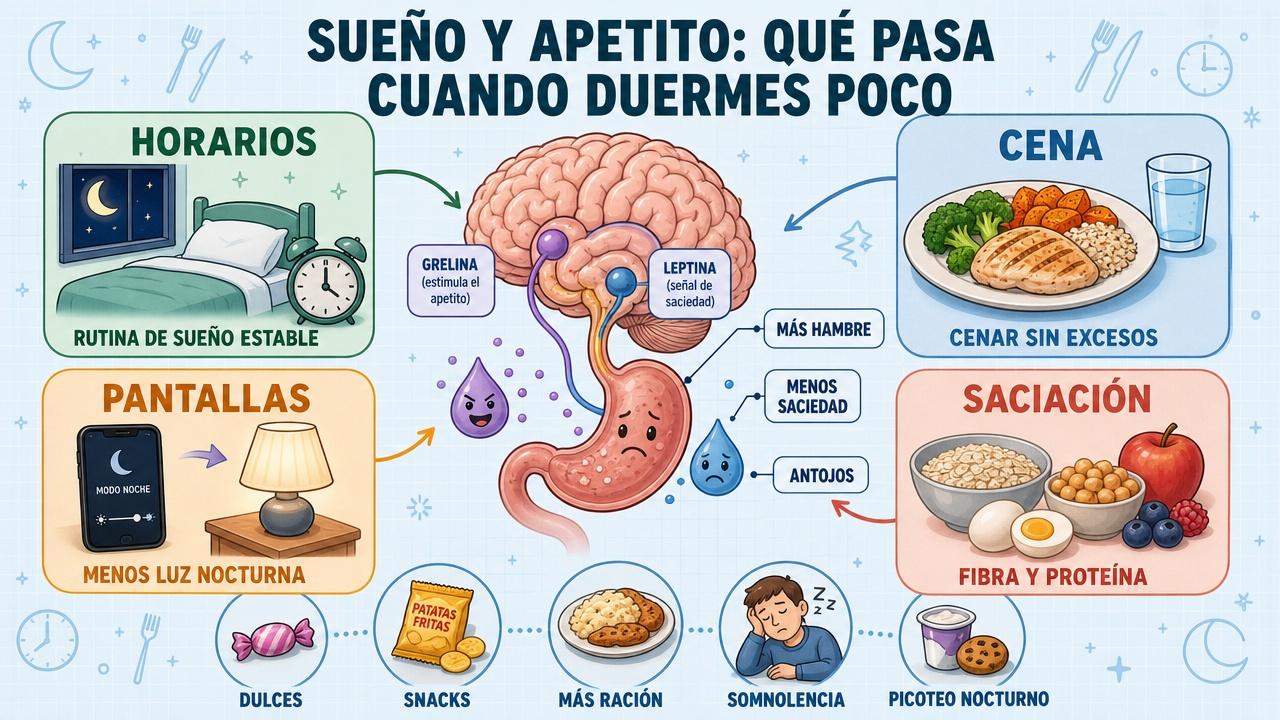 Sueño, cena, pantallas y saciación: claves para regular el apetito.