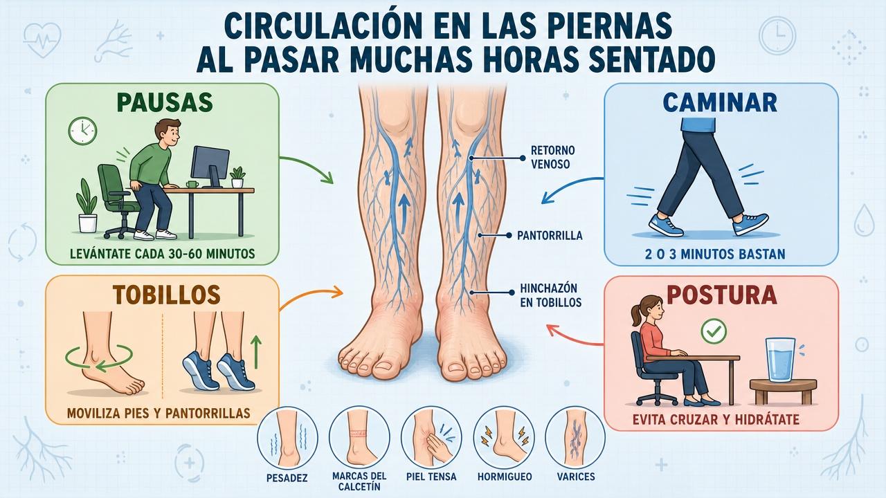 Cuatro medidas simples para activar la circulación y reducir piernas hinchadas.