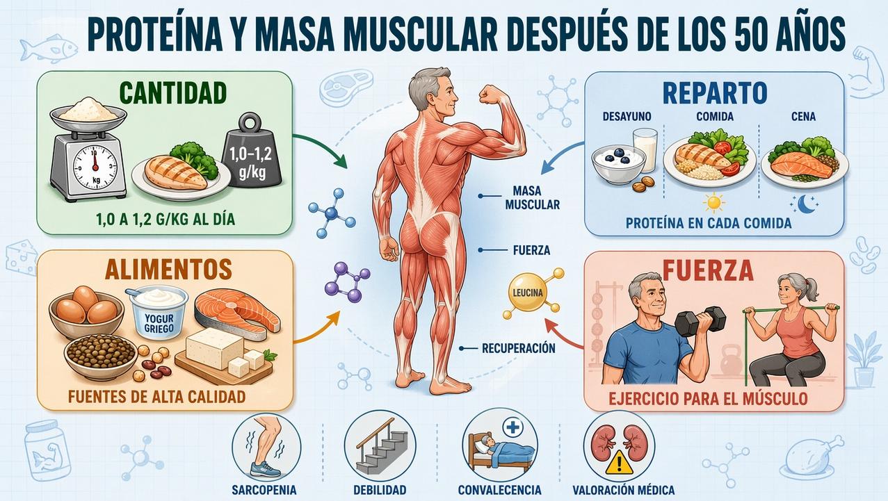 Cantidad, reparto, alimentos y fuerza: claves para proteger el músculo.