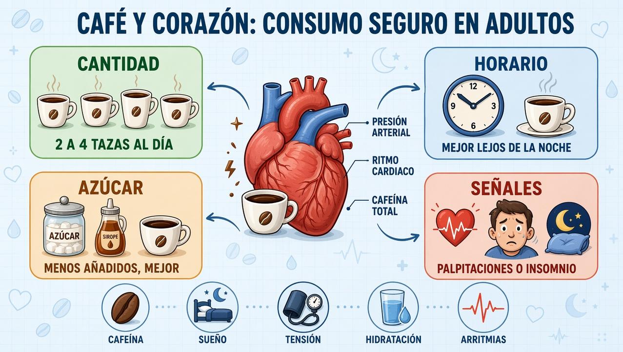 Cantidad, horario, añadidos y síntomas orientan un consumo de café más seguro.