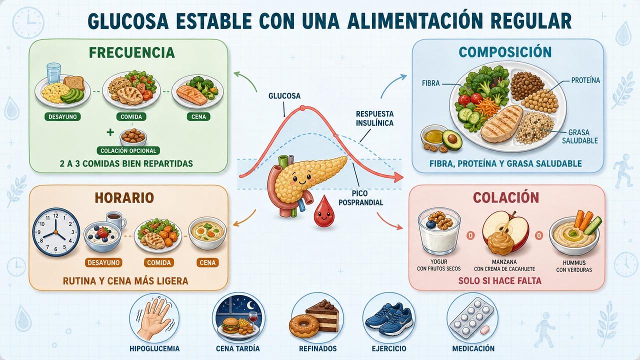 Frecuencia, composición, horario y colaciones marcan la estabilidad del azúcar.