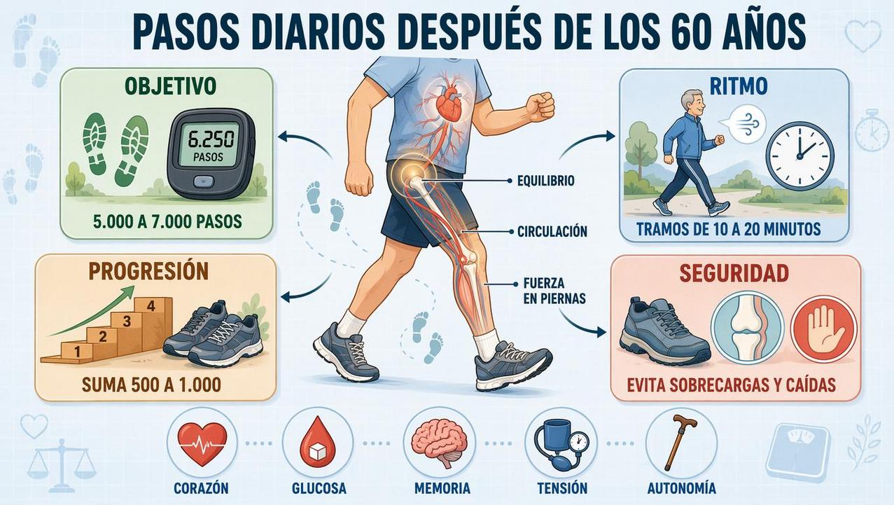 Objetivo, ritmo, progresión y seguridad para sumar pasos con beneficios reales.