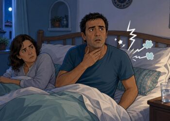 Despertar varias veces por la noche con ronquidos fuertes y la garganta seca puede ser uno de los primeros signos de apnea del sueño