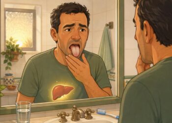 Despertarse con la boca amarga y la lengua blanquecina con frecuencia puede ser una de las primeras señales de sobrecarga e inflamación en el hígado graso