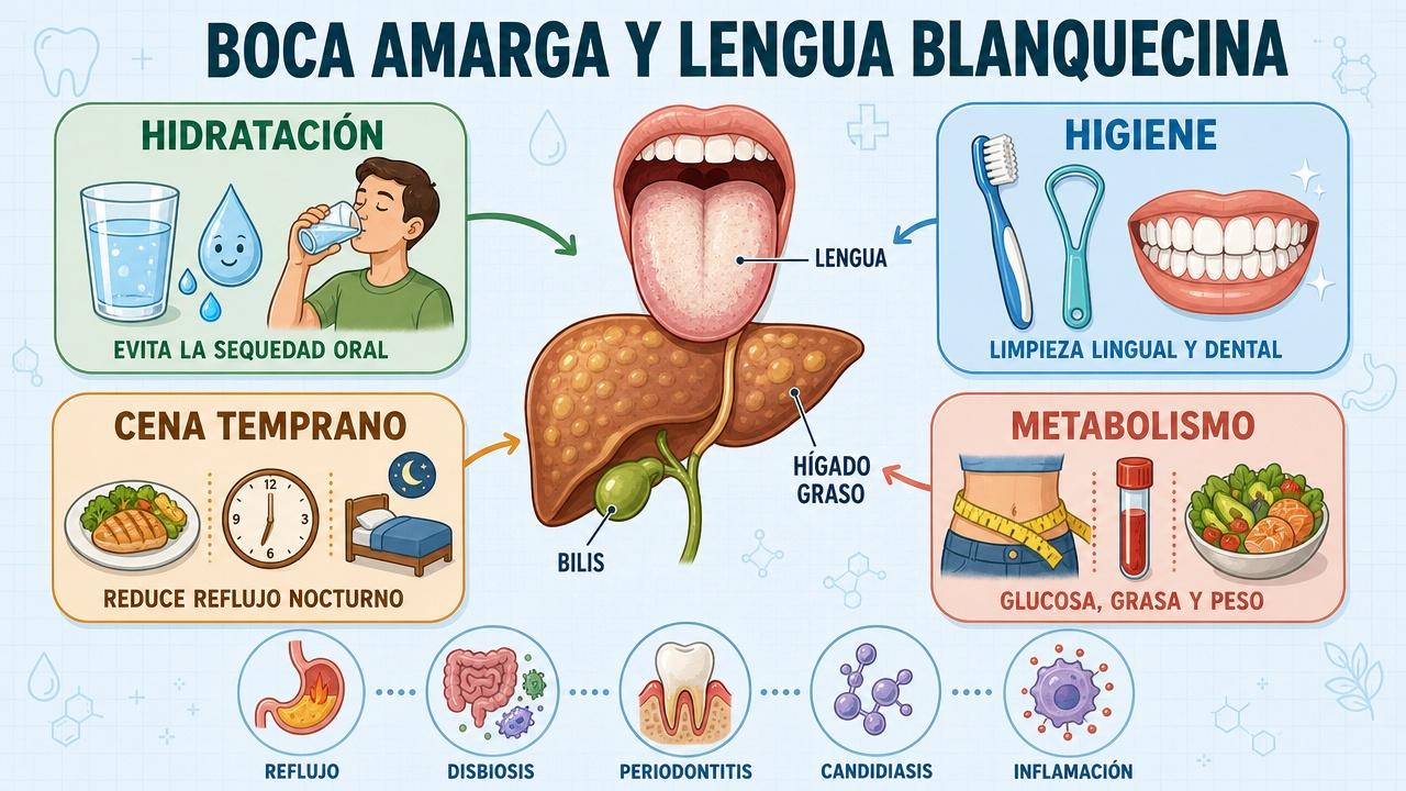 Hidratación, higiene, cena temprana y control metabólico orientan la causa.