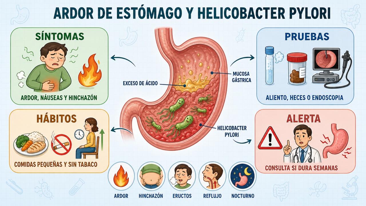 Síntomas, pruebas, hábitos y señales de alerta del ardor gástrico.