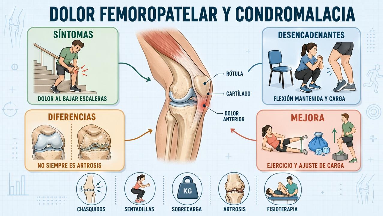 Síntomas, desencadenantes, diferencias y mejora en el dolor femoropatelar.