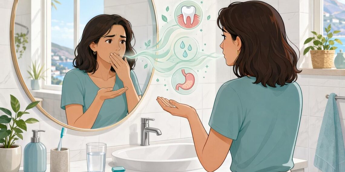 El mal aliento persistente no siempre se debe a la comida, muchas veces es señal de enfermedad de las encías, boca seca o un problema digestivo